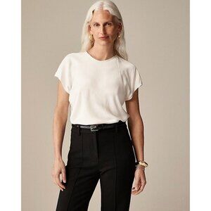 J Crew Womens Drapey T-shirt Top XS Ivory Satin Blouse Minimalist Shirt $89